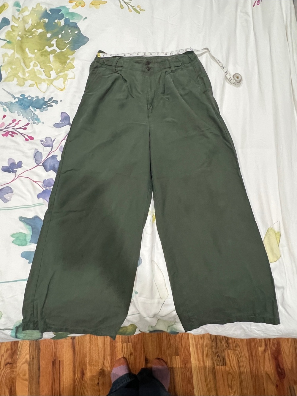 Madewell Harlow Wide-Leg Pant in Dark Forest Green